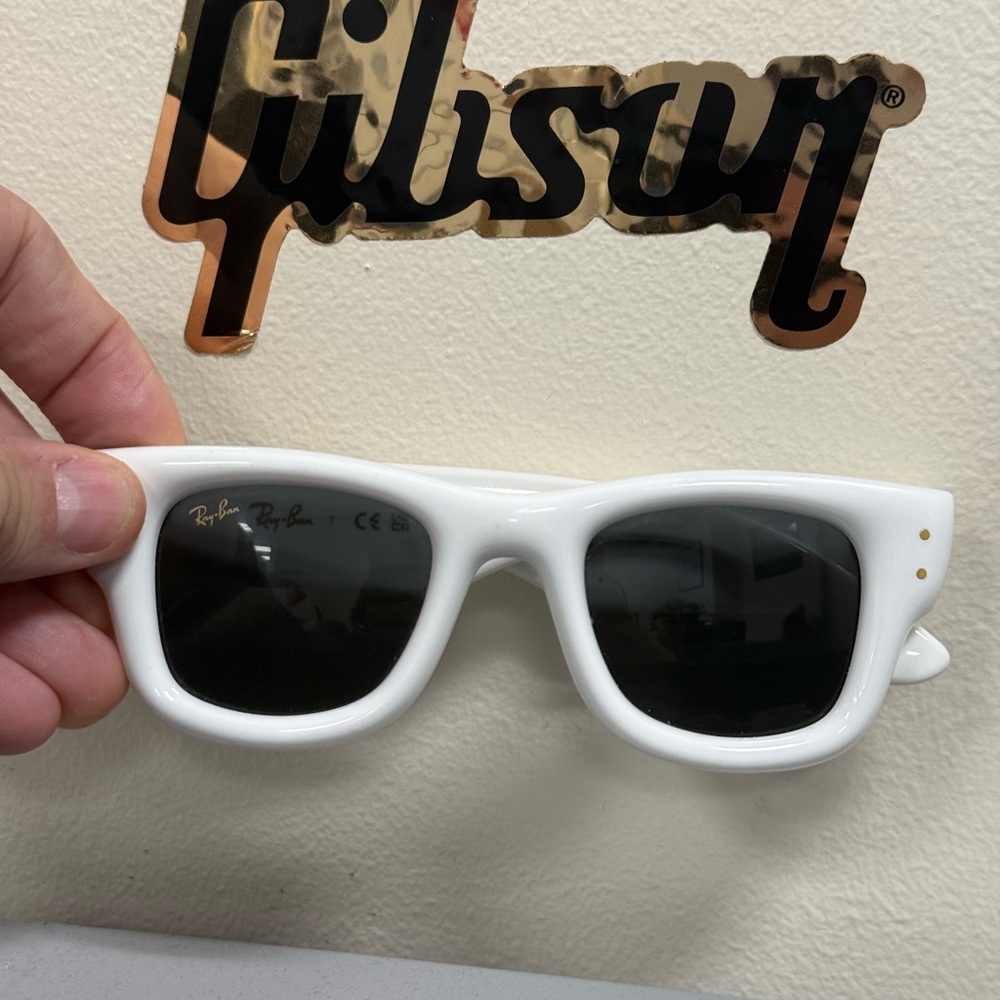 Ray-Ban White Frame Sunglasses with Black Lenses